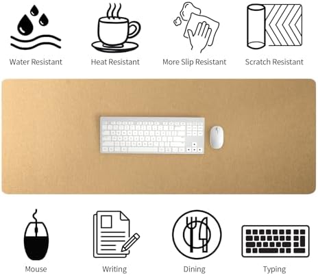 Bloss Gold Leather Desk Mat 47.2" x 16.9", Large Keyboard Pad for Desk, Desk Matt for Desktop, Waterproof Desk Pad Mat, Computer Mat for Office/Home/Decor