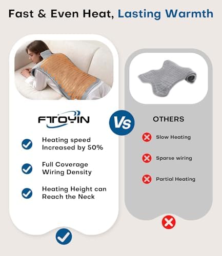 Heating Pad for Back Pain Relief, 22”x 37” Large Electric Heat Pad for Neck, Shoulders & Back, 6 Heat Settings & 4 Auto Shut-Off Timers, ETL Certified, Gifts for Women Men Mom Dad (Gray)