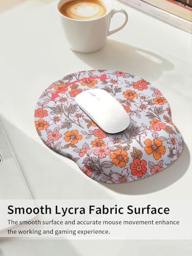 Seorsok Blooming Floral Mouse Pad with Gel Wrist Support Mouse Pad,Ergonomic Aesthetic,Comfort Mousepad for Office Work Computer,Pain Relief Mousepad with Non-Slip Silicone Base,Colorful Flowers
