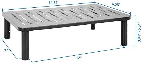 Mount-It! Metal Monitor Riser 2-Pack | Height Adjustable Computer Display and Laptop Stand for Desktop | Fits Up to 32" Screens, 44 Lbs Capacity, Set of Two Risers