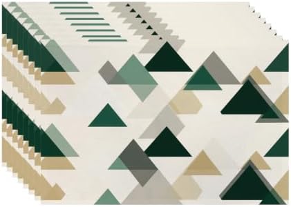 Batmerry Abstract Neutral Tones Placemats, Geometric Art Modern Washable Linen Table Mats for Kitchen Table Double Insulation Decor Dining Set Indoor Outdoor 12X18 in Set of 8