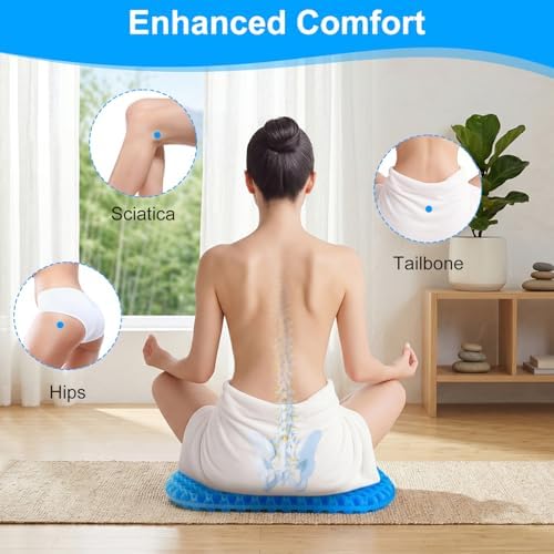 EVEME Gel Seat Cushion for Long Sitting with Handle-Large & Thick & Soft & Breathable-Gel Cushion for Wheelchair, Gel Chair Cushion for Hip Pain, Gel Seat Cushion for Office Chair