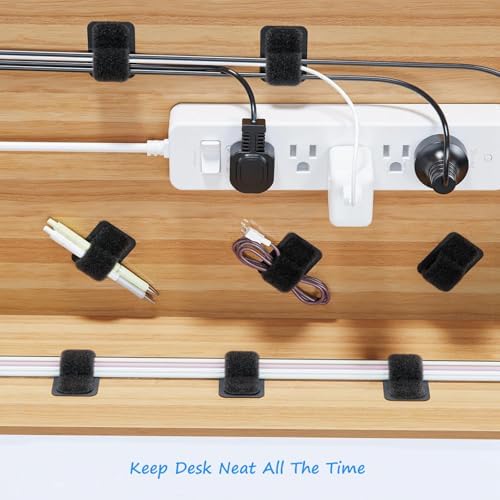 Under Desk Cable Management Kit: 20 Adhesive & 100 Zip Ties Black