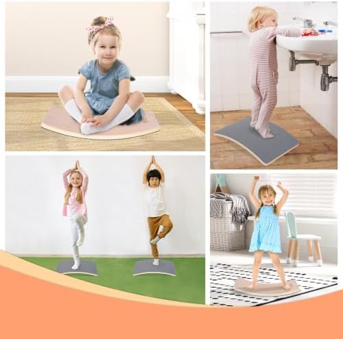 Kids Balance Board - 100% Natural Wood Wobble Board with Non-Slip Safety Pads Child-Safe Design for Indoor/Outdoor Play Toddler Balance Board for Ages 3-12, Eco-Friendly & Durable