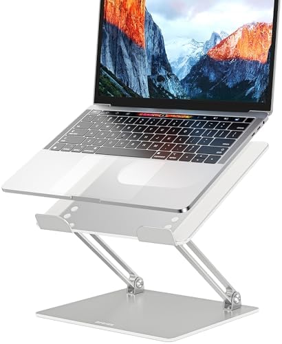 BESIGN LS10 Laptop Stand for Desk, Ergonomic Adjustable Notebook Tablet Stand, Foldable Laptop Riser, Portable Desktop Book Stands, Computer Holder Compatible with 10-14" Laptops, Silver