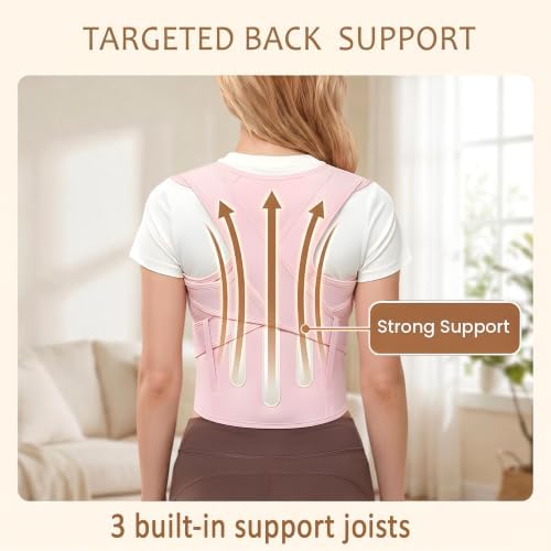 ZYFHOST Back Posture Corrector for Women, Upper Back Brace Support, Pink L