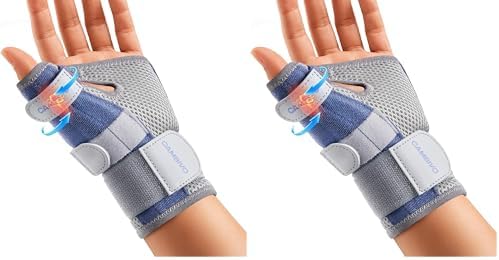 CAMBIVO Thumb Brace with Adjustable Straps, Breathable Wrist Support with Open-Palm for Arthritis, De Quervain's Tenosynovitis, Sprains, Fits Right or Left (Lake Blue, S/M) (Pack of 2)