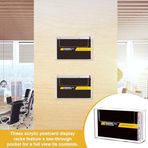 DoubleFill Post Card Holder Display Stand 6 x 4 Inch Wall Mount Index Clear Acrylic Organizer Small Brochure Hanging Pamphlet Holder for Flyer Magazine File Display(12 Pack)