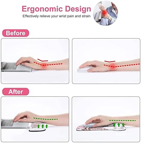MOSISO Peony Wrist Rest Support for Mouse Pad & Keyboard Set, White