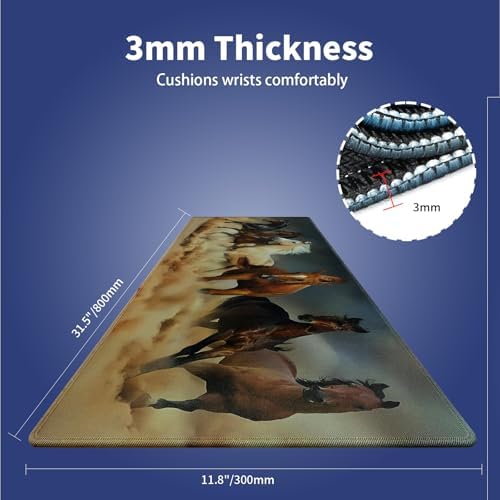 Galloping Horses in The Sand Large Mouse Pad, Magnificent Scene Desk Mat