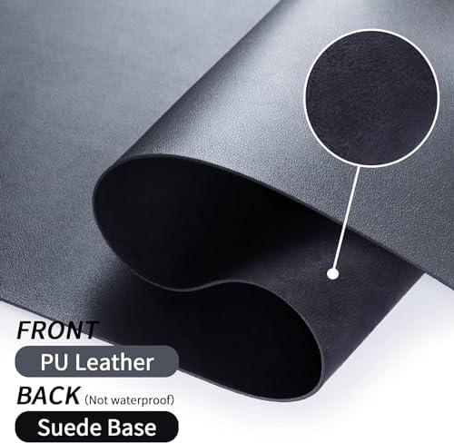 Bloss Black Leather Desk Pad, Large Mouse Pad 35.4×17 Inches, Waterproof Office Desk Mat, Non-Slip Desk Pad Protector, Leather Desk Blotter for Home Office Essentials