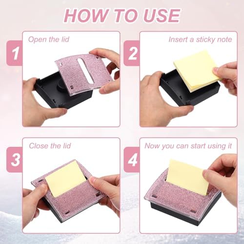 PATIKIL Stick Note Pad Holders 4x4 Sticky Note Dispenser Holder Champagne