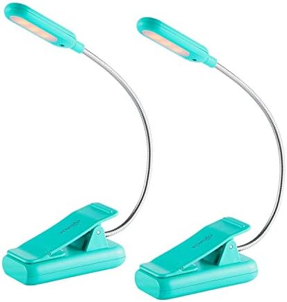 VAVOFO Clip On Rechargeable Reading Light, 7 LEDs with 3 Colortemperature 9 Brightness Levels Book Lights for Reading in Bed with Power Indicator for Bookworms (Blue 2-Pack)