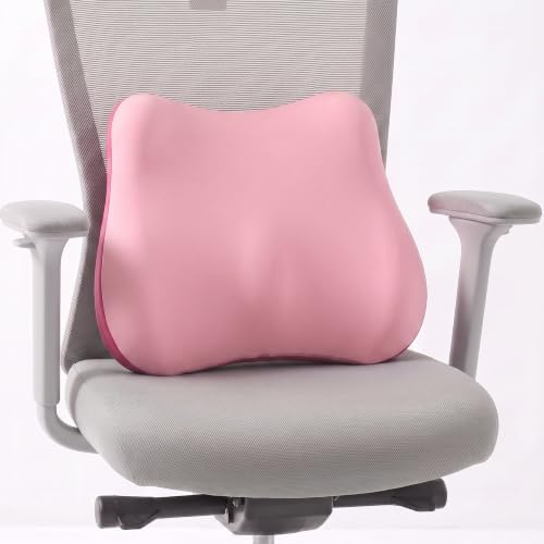 Lumbar Support Pillow, Ergonomic Memory Foam Back Cushion for Car Office Chair Gaming Chair, Washable Cool-Touch Cover for Lower Back Support (Pink)
