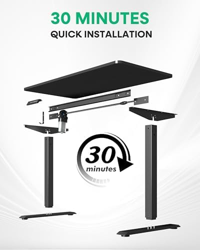 VECELO Electric Standing Desk Adjustable Height, 48 x 24 Inch Computer Desk with Headphone Hook, Memory Preset Gaming Desk, Dual-Motor, Easy Assemble for Home, Office, Black