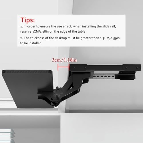 Keyboard Tray Under Desk Adjustable Height with Ergonomic Wrist Rest Pad, Ergonomic Keyboard Drawer, Swivels 360° with Adjustable Height and ±15° Tilt/Brown/Corner Slide Type, Black