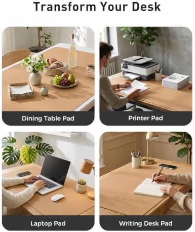 Aothia Faux Leather Desk Mat Mouse Pad, 40" x 24", Khaki