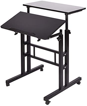soges 23.6inch Height Adjustable Desk Laptop Desk on The Wheels, Black