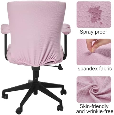 Tallew 4 Pcs Office Chair Covers Set Computer Armrest Slipcover Seat, Pink