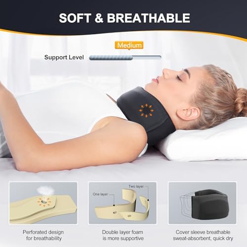 CozyHealth Neck Brace for Neck Pain and Support, Soft Neck Support Relieves Pain & Pressure in Spine for Women & Men, Wrap Align Stabilize Vertebrae Foam Cervical Collar for Sleeping (Black, XS, 2.5" Middle Height)
