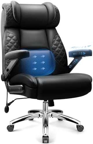 Big and Tall Office Chair, Desk Computer Chair for Heavy People, Oversized Executive Gaming Chair, Extra Wide 500LBS Ergonomic Comfy Office Chair with Adjustable Lumbar Support & 5D Flip Arms