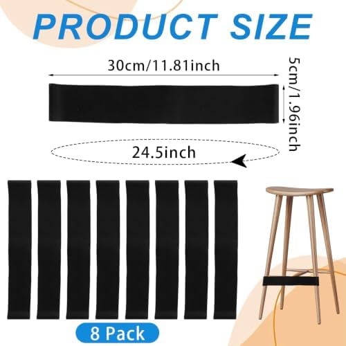 Chair Bands for Kids with Fidgety Feet, 8 Pack Desk Fidget Bands for Classroom, ADHD Tools for Kids Teacher School Classroom Home Sensory ADHD ADD Autism Needs (Black)