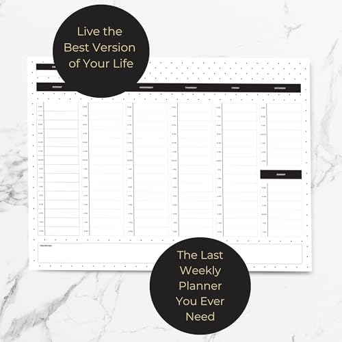 BLU MONACO | Dots Weekly Notepad with Hourly Time Blocking | 52-Page Tear-Off Weekly Planner Pad with Priorities, Goals & Water Tracker | Beautiful Desk Organizer for Productivity