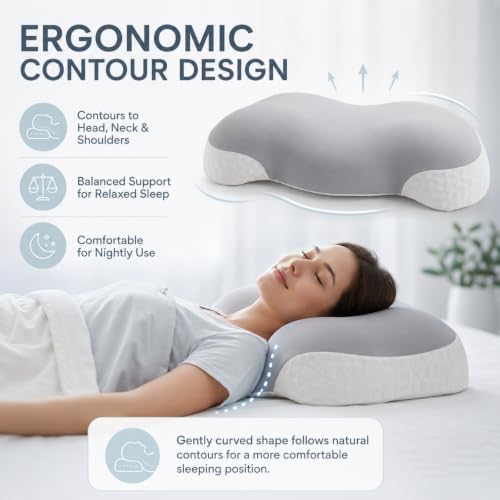 Gray Memory Foam Pillow for Sleeping Neck & Shoulder Support, 23x12 Inch