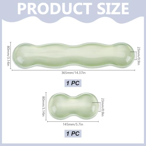 2 Pcs Gel Keyboard and Mouse Wrist Rest Set Ergonomic Clear Keyboard Wrist Pad Transparent Green Cooling Non-Slip Mouse Wrists Support for Office Gaming Typing Desk Accessories