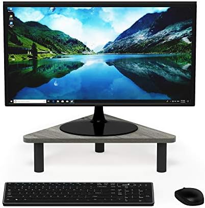 Furinno TURN-N-TUBE Monitor Stand Riser, 19.6" Wide Triangle Corner Monitor Riser, Laptop Stand for Desk, Office Desk Accessories, Desktop Organizers and Accessories, Toolless Assembly, For Study Room, Dorm, French Oak