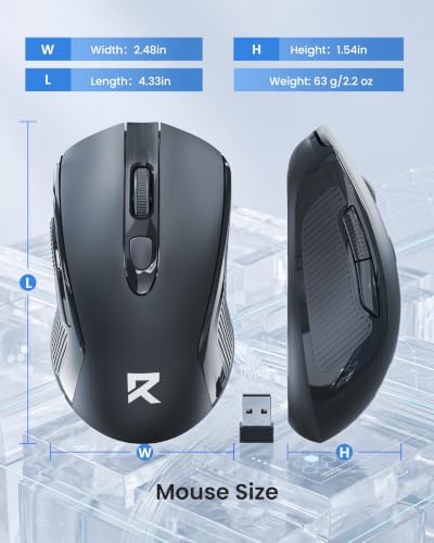 Redragon Wireless Mouse - BT& 2.4GHz Dual Mode - Max 4000 DPI - 6 Buttons - 18 Months Battery - No Wires - Smooth Tracking - Quiet Silent Portable Optical Computer Mouse for Laptop, PC, Windows, Mac