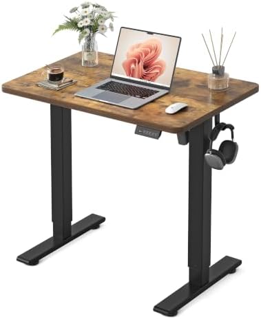 FEZIBO Standing Desk 32 × 19 Inch Electric Height Adjustable, Rustic Brown