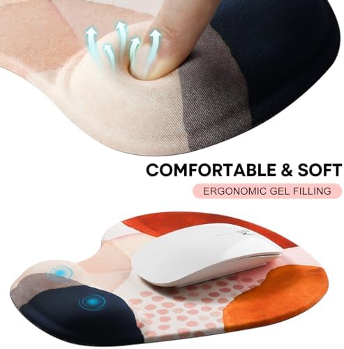 JIKIOU Ergonomic Mouse Pad with Gel Wrist Rest 2 Pack, Portable Small Boho