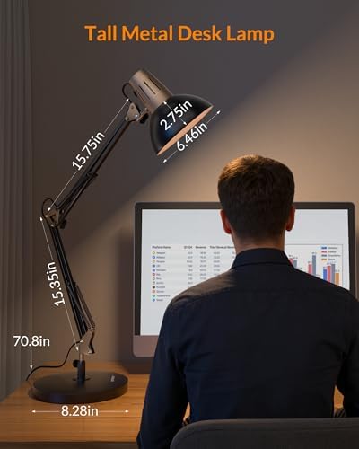LEPOWER Metal Adjustable Desk Lamp with Clamp, Swing Arm for Home Office