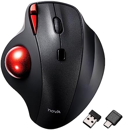 SANWA 2.4G Wireless Trackball Mouse, Silent Click, Programmable Roller Mice