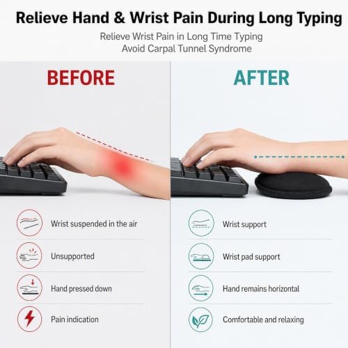 Keyboard Wrist Rest and Mouse Wrist Rest Set - Ergonomic Memory Foam Wrist Cushion - for Wrist Support on Computer, Laptop, Office, Playing Games, Typing Relieves Wrist Pain Black