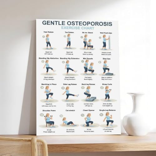 Osteoporosis Exercise Chart for Seniors Gentle Low Impact Seated Standing Workout Bone Health Routine Canvas Poster Bedroom Decor Room Decor Unframe 16x24inch