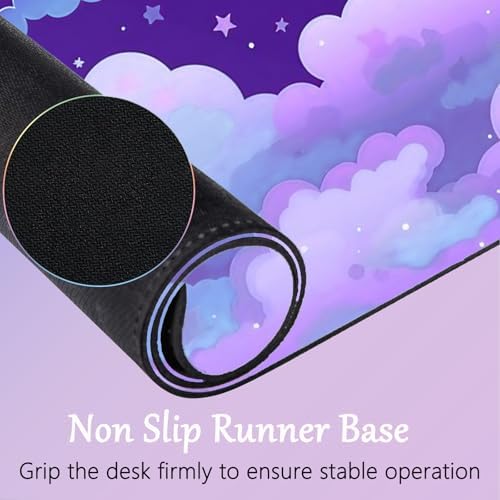Purple Cloud Mouse Pad Cloud Keyboard Wrist Rest for Computer Keyboard Extended Large Desk Mat Pad Set 4PCS Memory Foam Non-Slip Ergonomic Cute Gaming Mouse Pads Wrist Support for Laptop Home Office