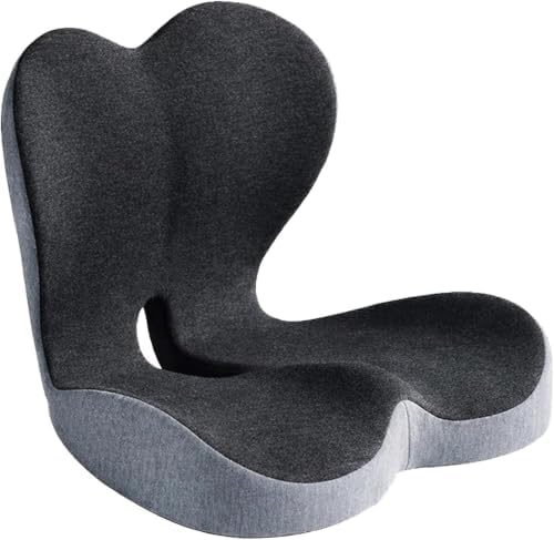 Memory Foam Office Chair Cushion with Lumbar Support Pillow – Ergonomic Desk Chair Cushion for Sciatica & Tailbone Pain Relief, L-Shaped Seat Cushion for Car, Truck, & Airplane Seat (Non-Slip Base)
