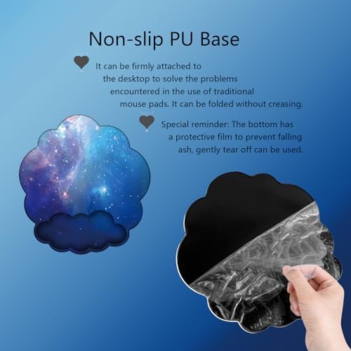 Cloud Wrist Rest Keyboard Galaxy Mouse Pad with Wrist Rest Ergonomic Space Wrist Pad Memory Foam Non-Slip Wrist Pad Support for Computer Laptop Gaming Home Office Relief Typing Pain Gradient Blue