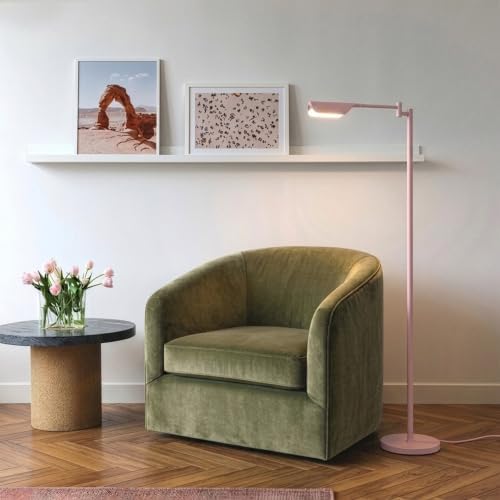 Brightech Leaf Pharmacy LED Reading Lamp, Dimmable Floor Lamp with Easy Rotation Over Chair or Desk for Living Rooms & Offices, Adjustable Standing Tall Lamp, for Sewing & Crafts - Matte Pink