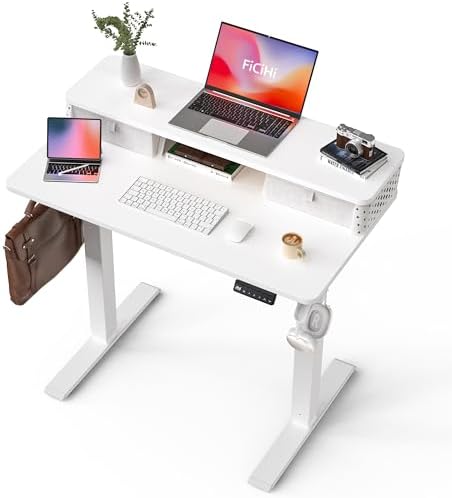FiCiHi 40x24 Inch Electric Standing Desk, 2 Drawers, Adjustable Height Desk