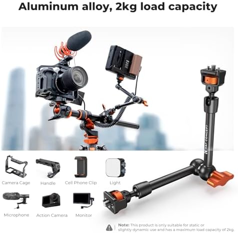 K&F CONCEPT 11" Magic Arm with ARRI 1/4" Screw 360° Ball Heads