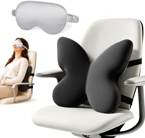 Memory Foam Lumbar Support Pillow,Back Support for Office Chair,Back Pillow for Chair,Lower Back Cushion for Desk Chair,Computer Chair,Gaming Chair and Car Seat,Washable Cover (Enhanced Black)