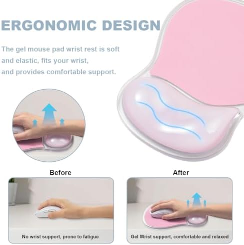 Gel Keyboard Wrist Rest and Pink Mouse Pad Set - Office Accessories