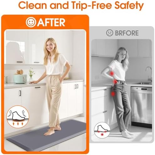 Kitchen Mat for Floor, Anti-Fatigue Mat Kitchen Rug, 17.3"x39"x0.5'', Grey