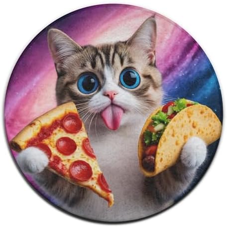 Soft Round Yoga Carpet, Office Chair Decor Round Mat for Carpet and Hardwood Floors Funny Cute Galaxy Cat Taco Pizza
