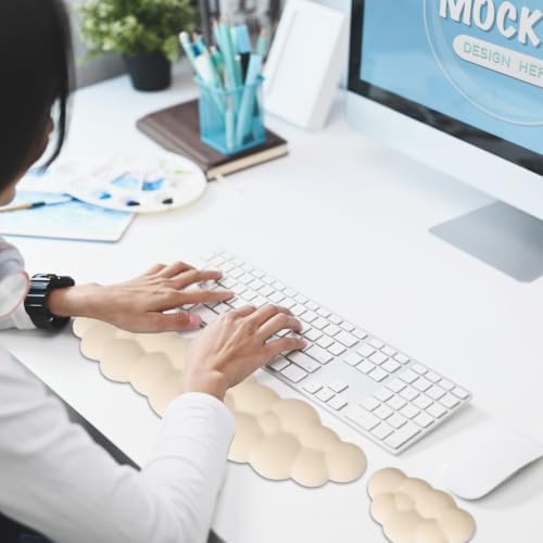 Cloud Wrist Rest Keyboard, Ergonomic Keyboard Wrist Rest Pad Set, Beige