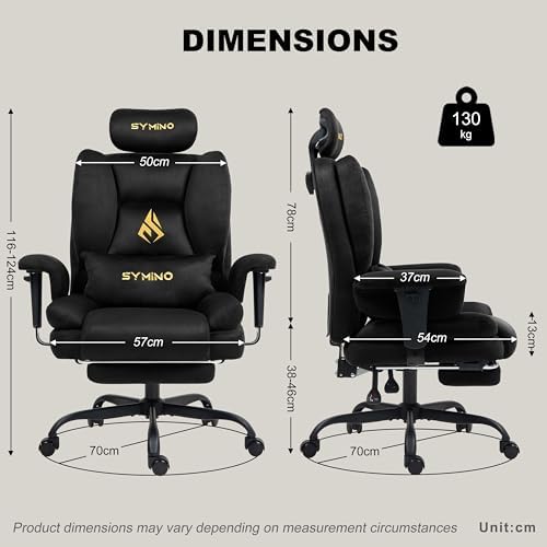 Symino Gaming Chair with Footrest, Up/Down Armrests, Suede Fabric Ergonomic Office Chair, 155° Recline Computer Chair for Desk, Black