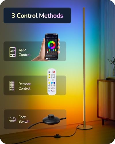 EDISHINE RGBCW Floor Lamps for Living Room, Smart App & Remote Control